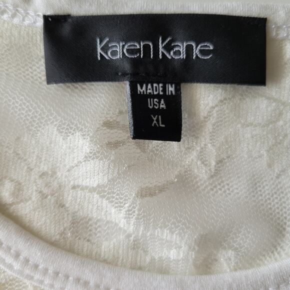 Karen Kane Floral Lace Sheer Long Sleeve Top Size XL Cream Boho Holiday Parisian - Picture 6 of 9